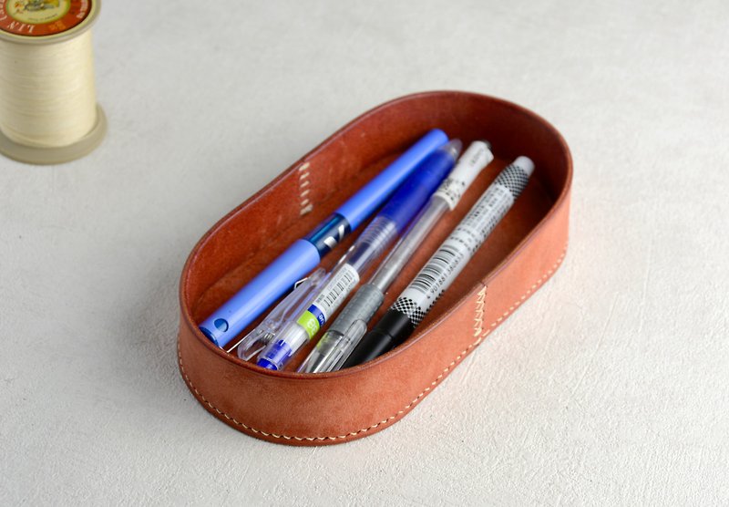 Leather storage box/pen holder/pen case/hand-sewn/handmade leather products - Pen & Pencil Holders - Genuine Leather Multicolor