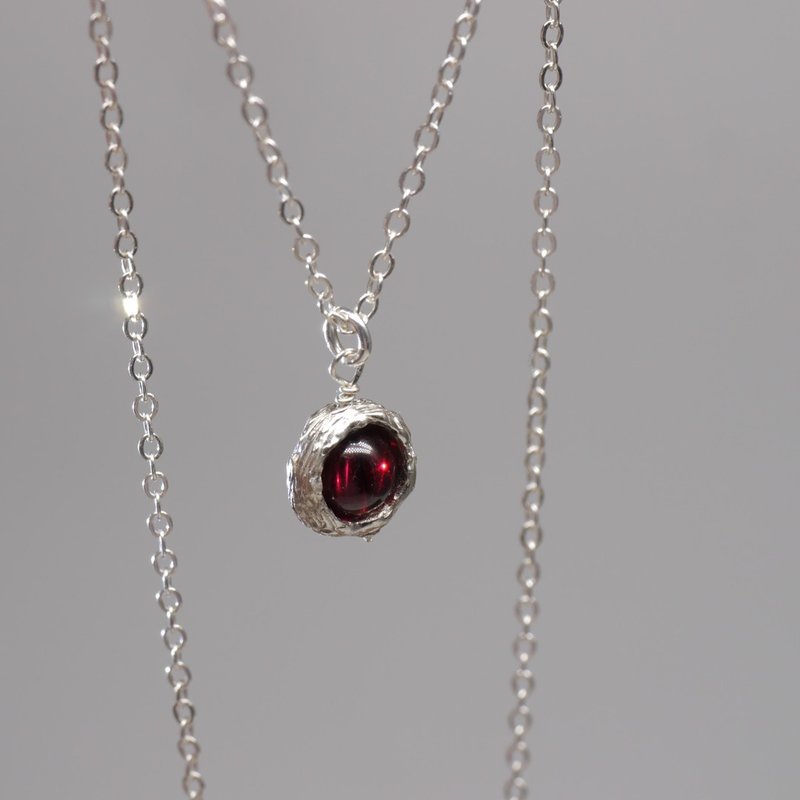 Natural Stone Sterling Silver Necklace-Charm Stone Necklace Free Gift Packaging - Necklaces - Semi-Precious Stones Red