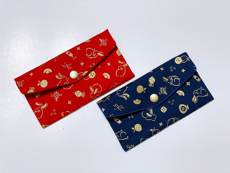 [Quick Shipping] Hot Stamping Lucky Rabbit Red Envelope Bag/Storage Bag/Passbook Bag - Chinese New Year - Cotton & Hemp Red