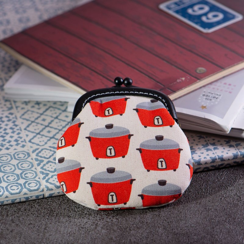 [Red Datong Electric Cooker] Coin Purse#小口金包#可愛#日系#小裝 - กระเป๋าใส่เหรียญ - ผ้าฝ้าย/ผ้าลินิน สีแดง