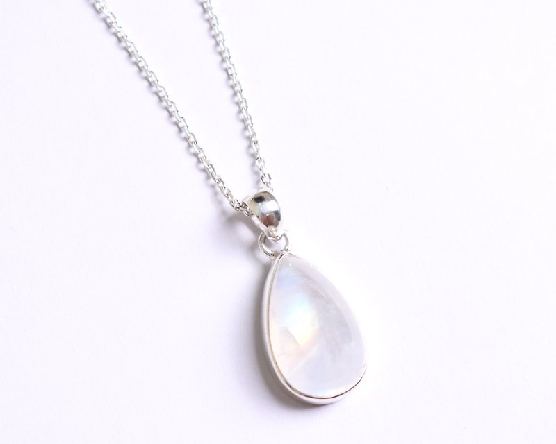 Amulet jewelry Rainbow moonstone pendant that shines in rainbow colors - Necklaces - Gemstone White