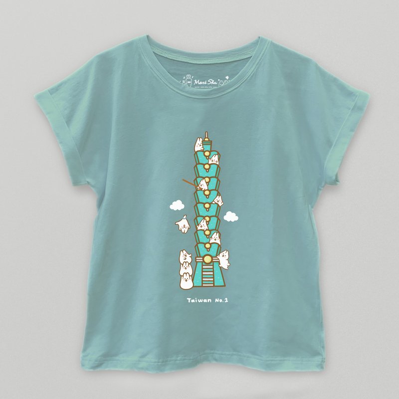 Mochi Rabbit 101T-shirt - Women's Tops - Cotton & Hemp Green