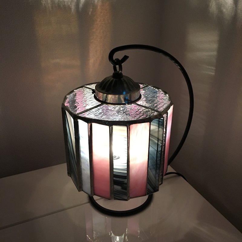 Night　lamp　 Dramatic Night Glass Pink &  Brack - โคมไฟ - แก้ว สึชมพู