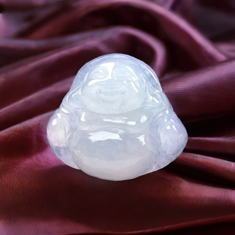 冰種翡翠彌勒佛 | 天然緬甸玉翡翠A貨 | 送禮 - 項鍊 - 玉石 透明