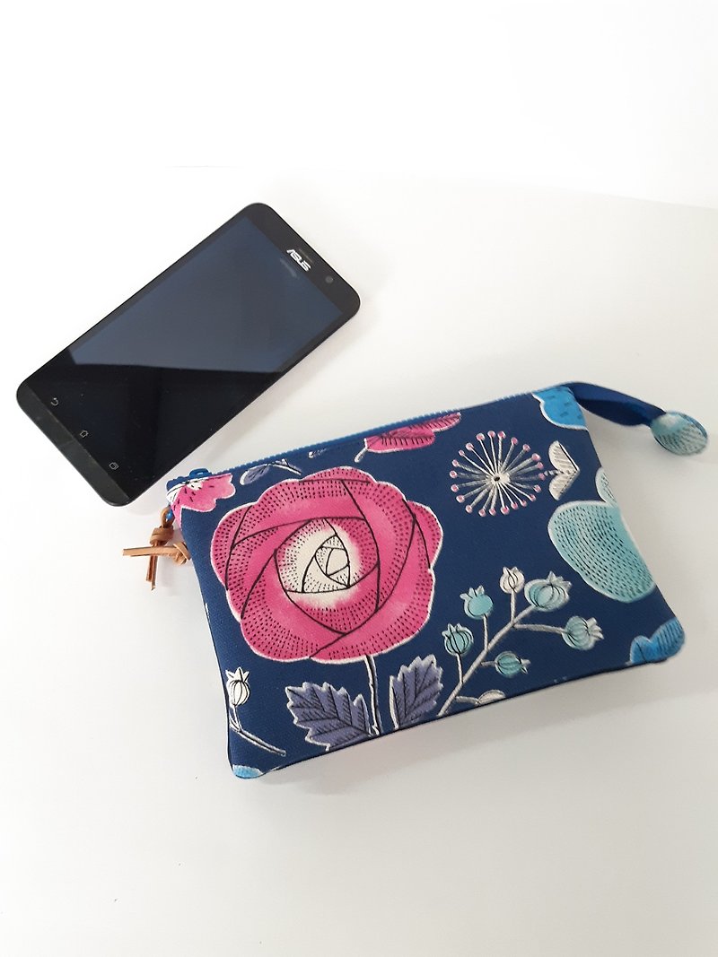 Meimeihua five-layer clutch (can hold mobile phone) (additional strap can be purchased) birthday exchange graduation gift - กระเป๋าสตางค์ - ผ้าฝ้าย/ผ้าลินิน 