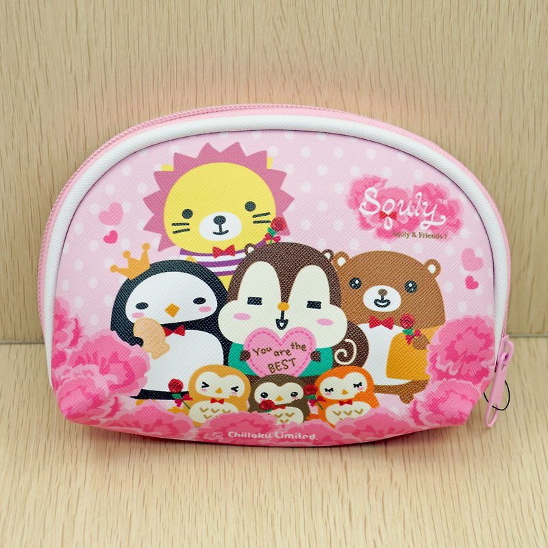 Cutie Squirrel Squly & Friends Coins Pouch (Heart & Flower) - Coin Purses - Faux Leather Pink