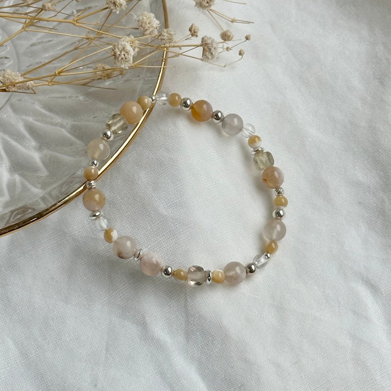 Lemon Duoduo/Sakura Agate Lemon Crystal White Crystal Shell/Crystal Bracelet Customization - สร้อยข้อมือ - คริสตัล 