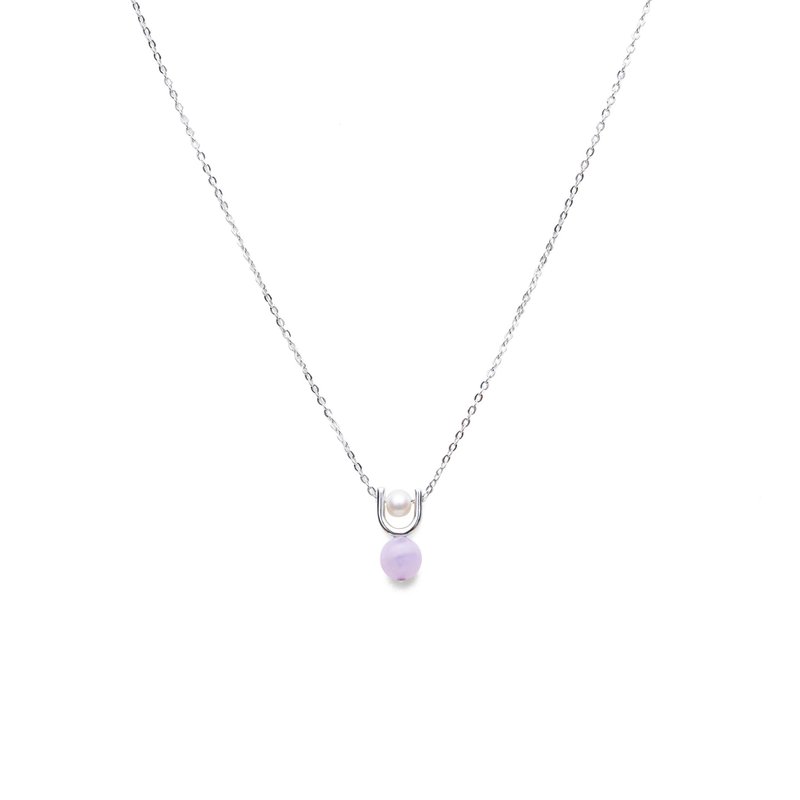 彩虹紫鋰輝珍珠項鍊 Rina Kunzite Necklace - 項鍊 - 珍珠 銀色