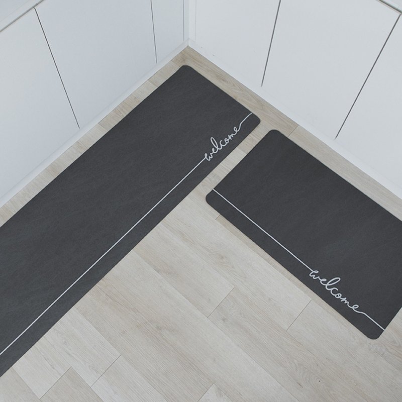 Minimalist Elegant Water Absorbent Oil Absorbent Dirty Resistant Kitchen Mat - Dark Gray - อื่นๆ - ไฟเบอร์อื่นๆ สีเทา