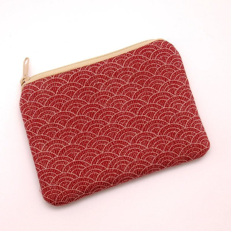 Zipper pouch / coin purse (padded) (ZS-169) - กระเป๋าใส่เหรียญ - ผ้าฝ้าย/ผ้าลินิน สีแดง