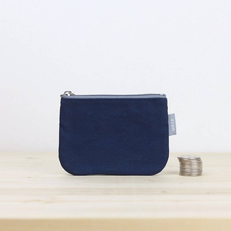 雙層零錢包 / 日本帆布 -- 普魯士藍 - 零錢包/小錢包 - 棉．麻 藍色