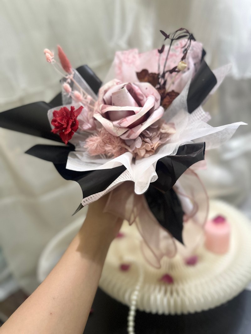 【蕓椛閣花藝手作】黑粉有錢花束 - 乾燥花/永生花 - 植物．花 多色
