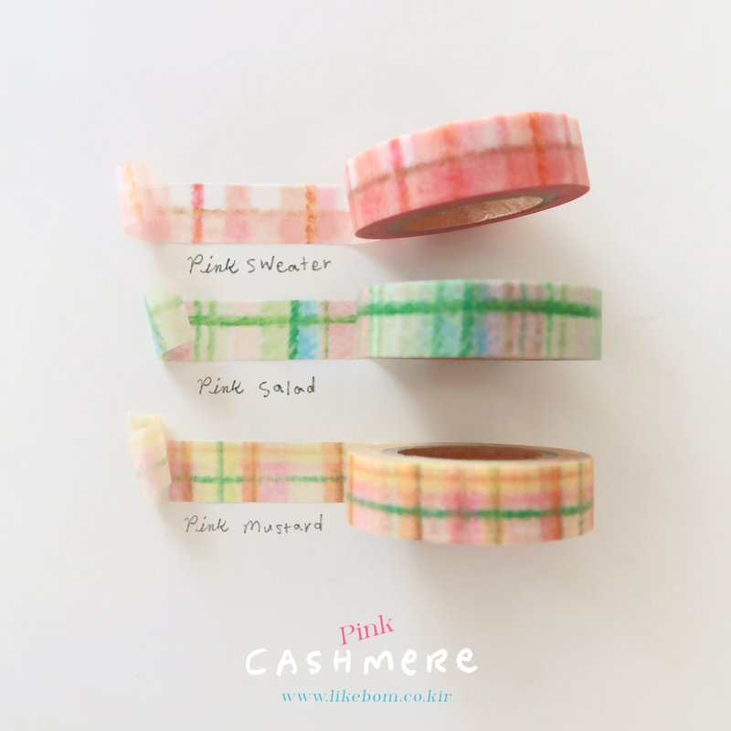 羊絨格紋和紙膠帶系列 – 柔粉 - 紙膠帶/和紙/PET - 紙 粉紅色