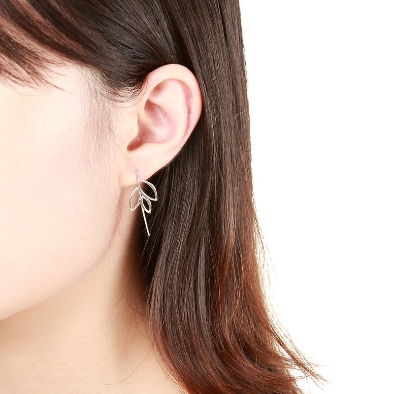 Leaves s925 sterling silver earrings ear hook Birthday gift - Earrings & Clip-ons - Sterling Silver Silver