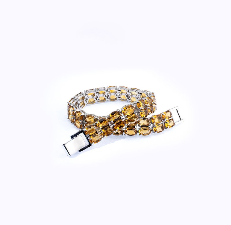 AND Citrine Yellow Oval 4*6mm Bracelet Classic Series Legion Natural Gemstone - สร้อยข้อมือ - เงิน สีเหลือง