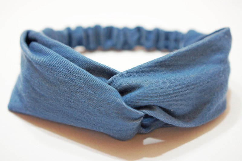 Shallow cowboy elastic / elastic hair band hand - Hair Accessories - Cotton & Hemp Blue