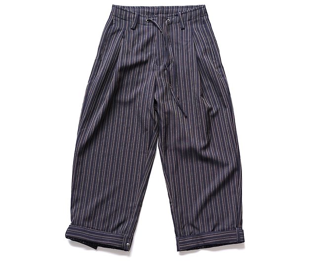 Customized Stripe String Pants Vintage Stripe Wide-Leg Cropped 