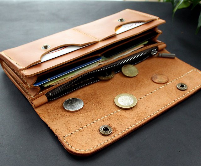 womens wallet, leather Long travel clutch organizer - Shop Anger