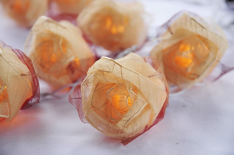 20 Handmade Real leaf Rose String Lights for Home Decoration Wedding Party Bedroom Patio and Decoration - 燈具/燈飾 - 其他材質 