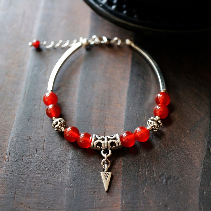 Onyx red Bronze alloy pipe Bracelet - Bracelets - Semi-Precious Stones Red