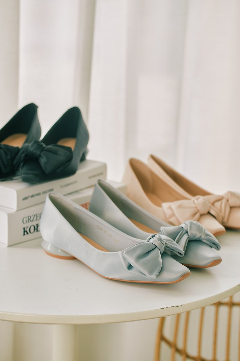 Jill satin bow flats (three colors) - Mary Jane Shoes & Ballet Shoes - Polyester 