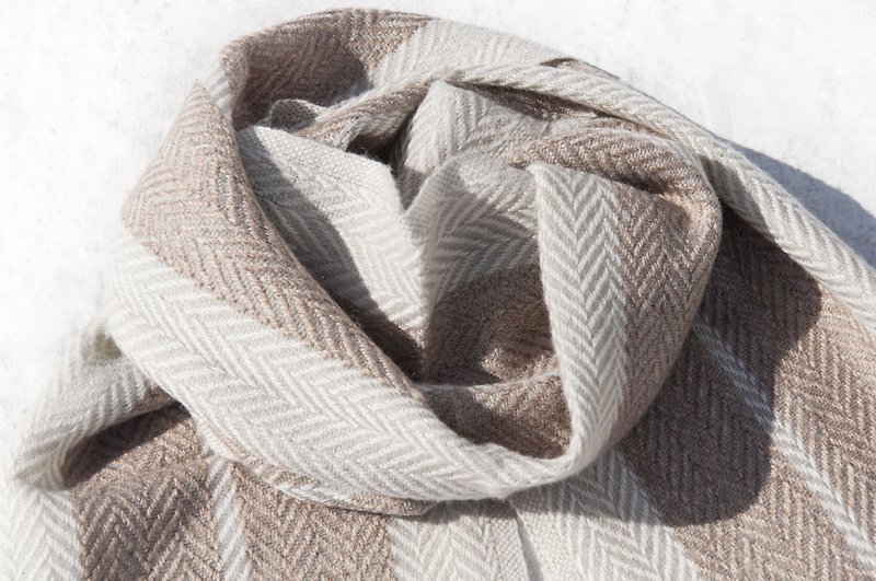 Kashmir Cashmere / knitted scarf / pure wool scarf / wool shawl-thick desert stripes - ผ้าพันคอถัก - ขนแกะ หลากหลายสี