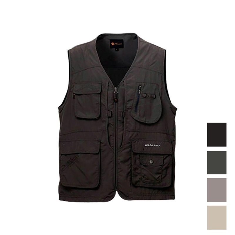 【Wildland】Breathable anti-UV multi-pocket functional vest unisex W1716 - เสื้อกั๊กผู้ชาย - เส้นใยสังเคราะห์ หลากหลายสี