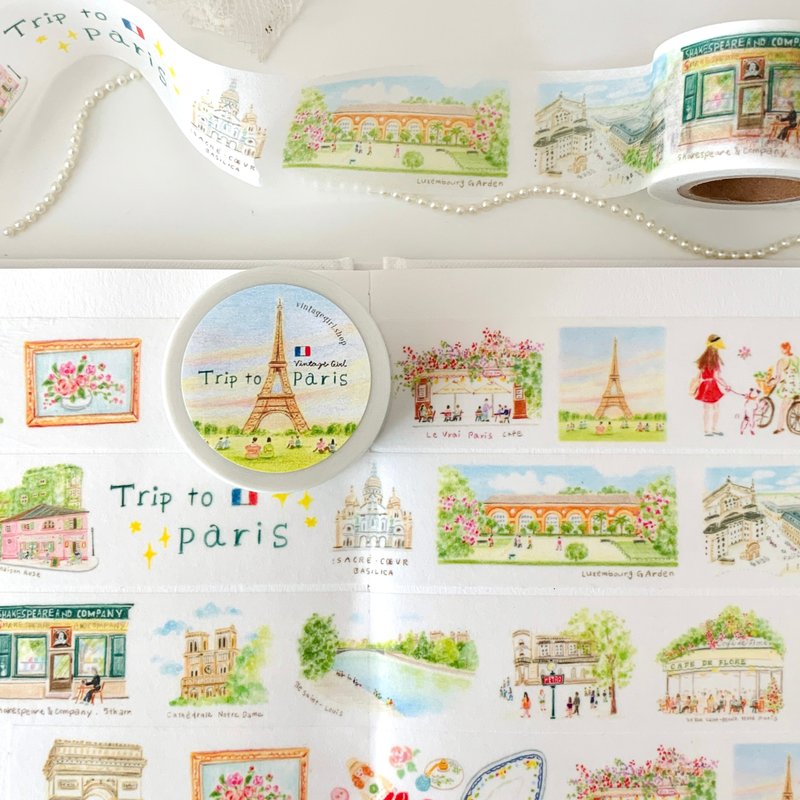 法國旅行彩色鉛筆紙膠帶 (30 公釐) – 巴黎與奧爾良系列 - 紙膠帶/和紙/PET - 紙 多色