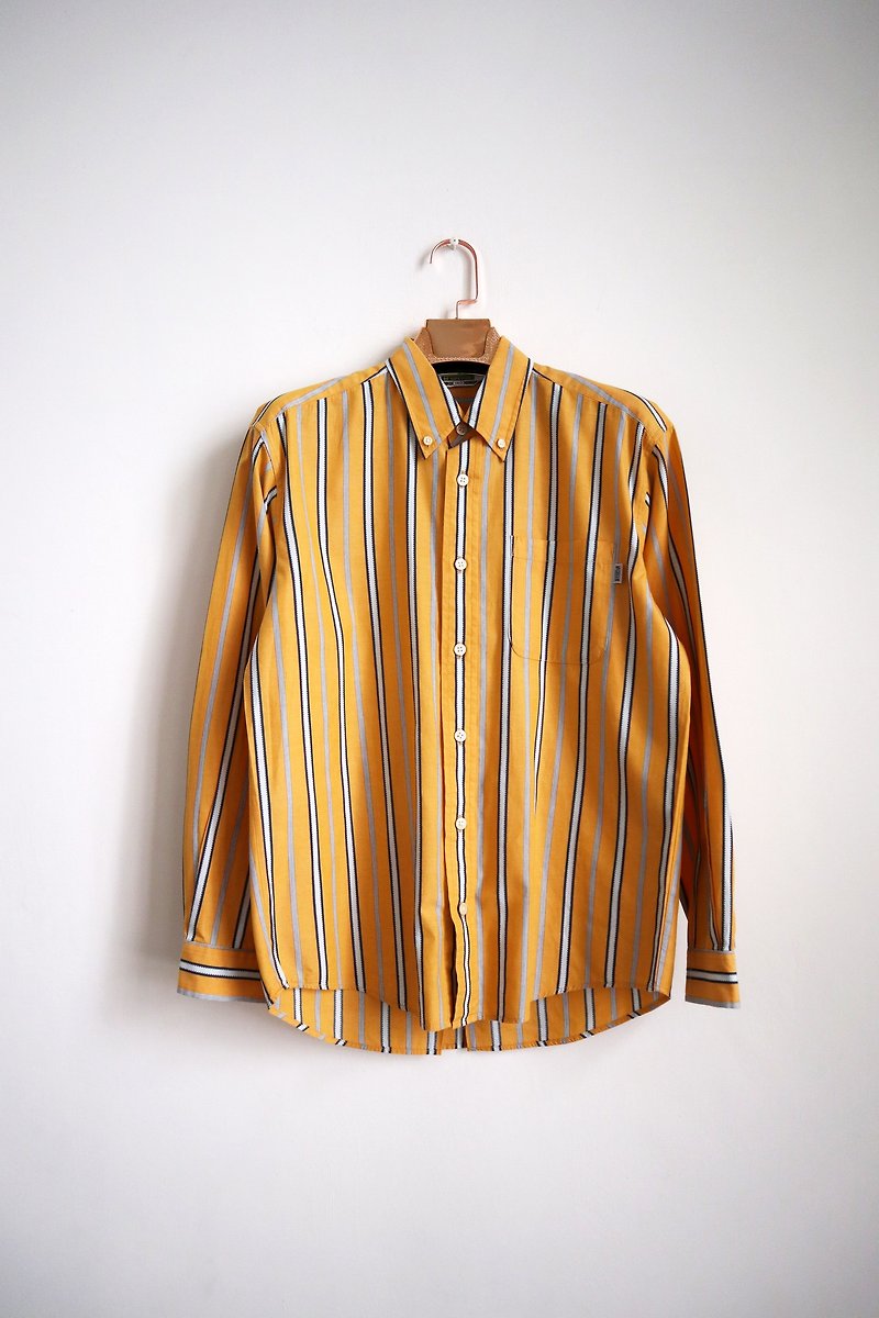 Pumpkin Vintage. Vintage striped shirt - เสื้อเชิ้ตผู้ชาย - ผ้าฝ้าย/ผ้าลินิน 
