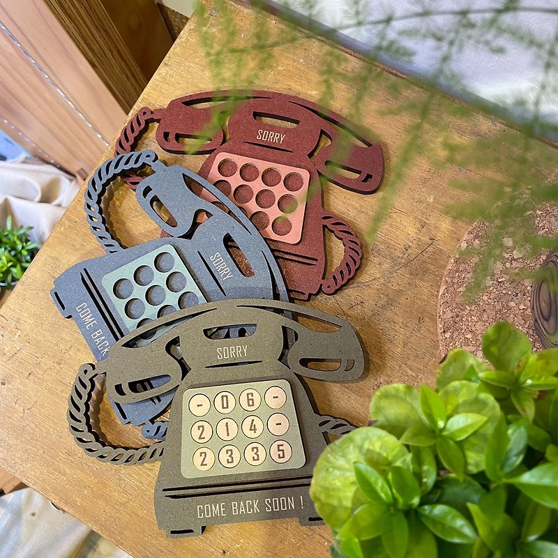 |レトロなコイル状の電話モデル|木製のプロの一時停止の標識/合計3色 - キャンプ・ピクニック - 木製 ブラウン