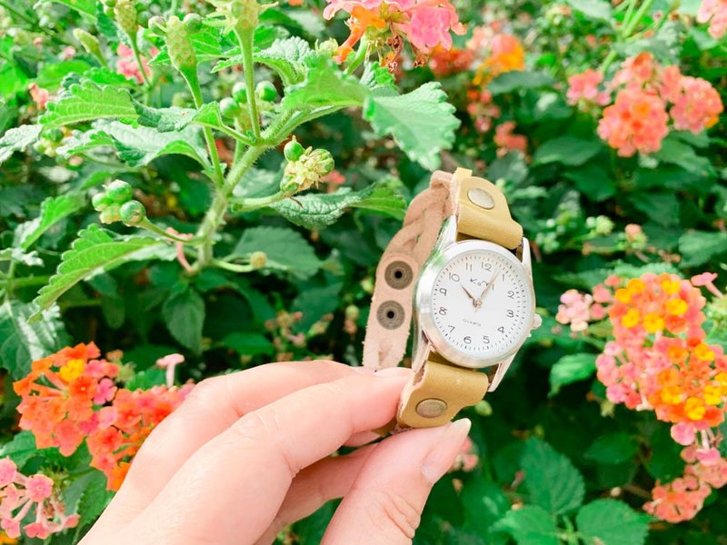 EDGE Soft Sunbeams Wasabi Khaki Edge Knit Wrist Watch EKW-OO - นาฬิกาผู้หญิง - หนังแท้ สีกากี