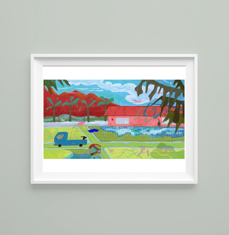 Limited Artist Giclee art print -Countryside in Beidou Taiwan- Home Deco artwork - โปสเตอร์ - กระดาษ หลากหลายสี