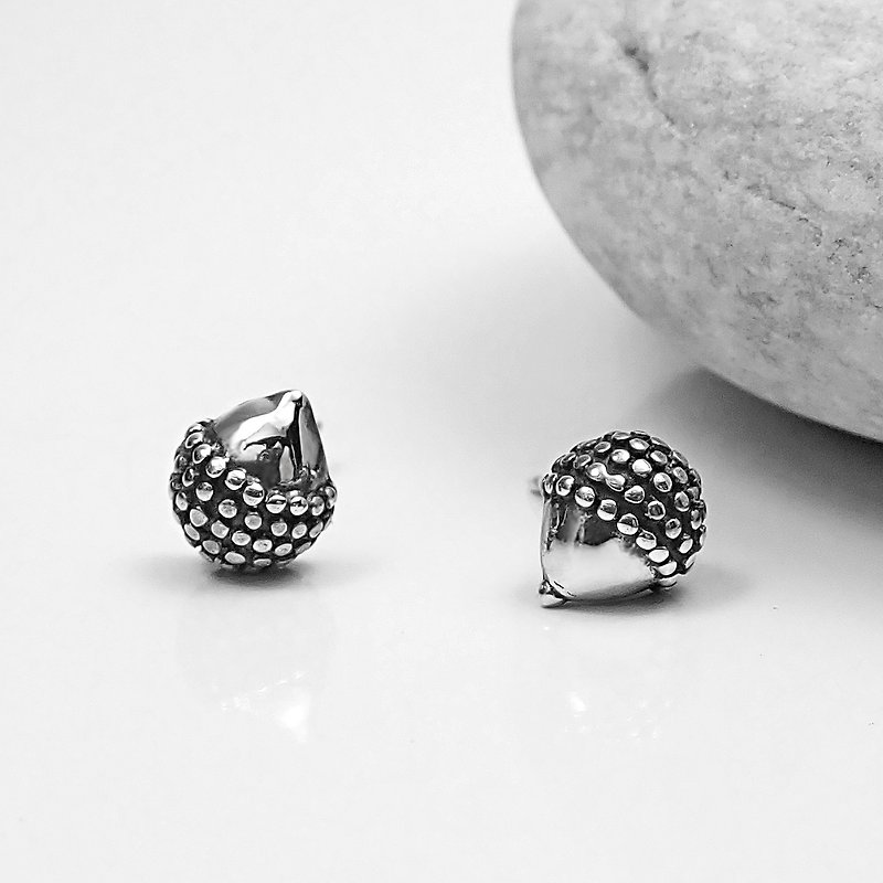Black pinecone 925 sterling silver earrings - Earrings & Clip-ons - Sterling Silver Silver
