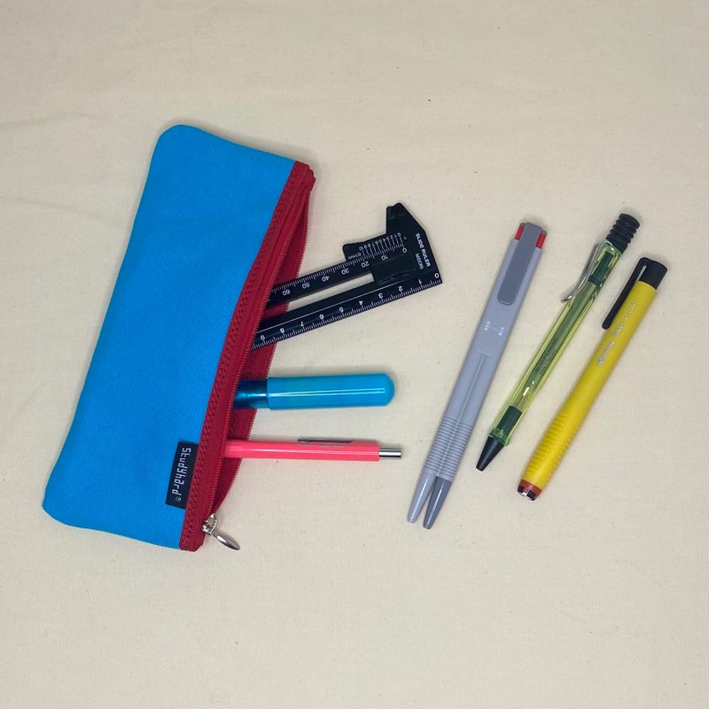 Pencil case without gusset - กล่องดินสอ/ถุงดินสอ - ผ้าฝ้าย/ผ้าลินิน สีน้ำเงิน