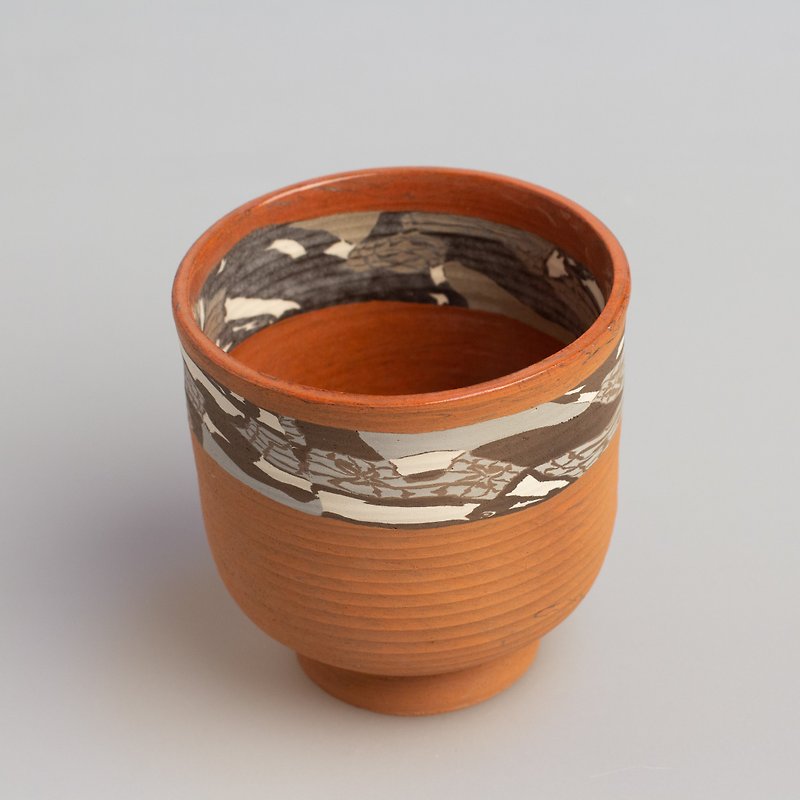 Nerikomi, coffee cup, handmade pottery unique mug made without the use of colour - Cups - Pottery Brown