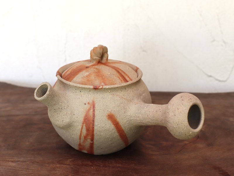 備前焼 急須・ひだすき　k1-097 - 茶壺/茶杯/茶具 - 陶 橘色