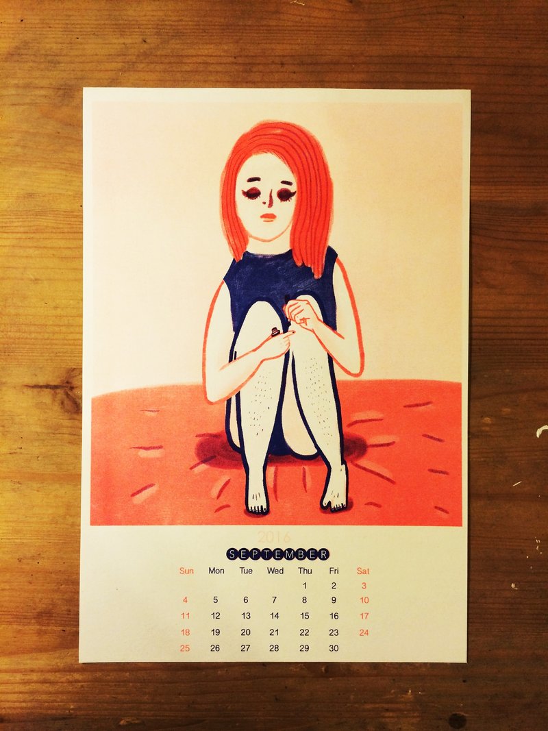risograph 2016/9月色彩實驗 orange + blue 海報月曆 - 海報/掛畫/掛布 - 紙 