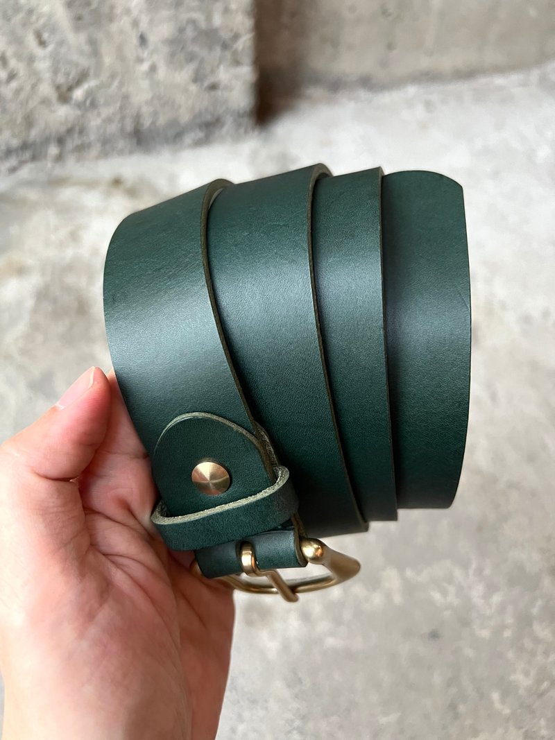 3cm wide and narrow version horseshoe head belt_dark green [LBT Pro] - Belts - Genuine Leather Green