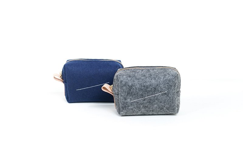 Leyang·Leyan- Effortless Chic Charger Mouse Storage / Makeup Bag - Deep Gray - Toiletry Bags & Pouches - Other Man-Made Fibers Gray