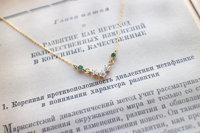 Promise-zircon brass necklace - Necklaces - Other Metals 