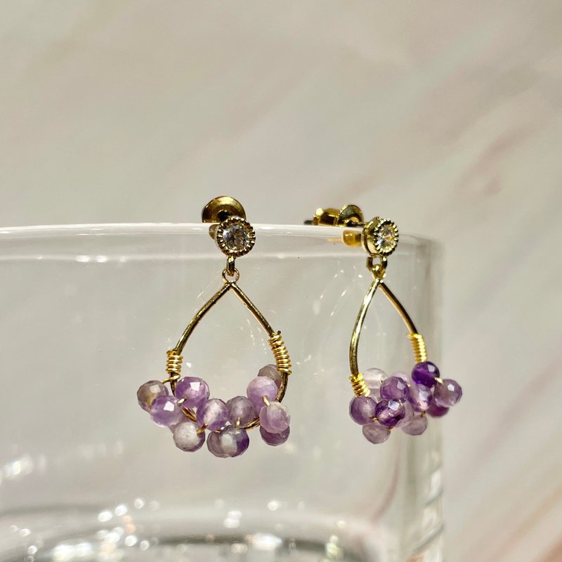 【Chestnut Flower】Purple Elf Strand Earrings - Earrings & Clip-ons - Copper & Brass Purple