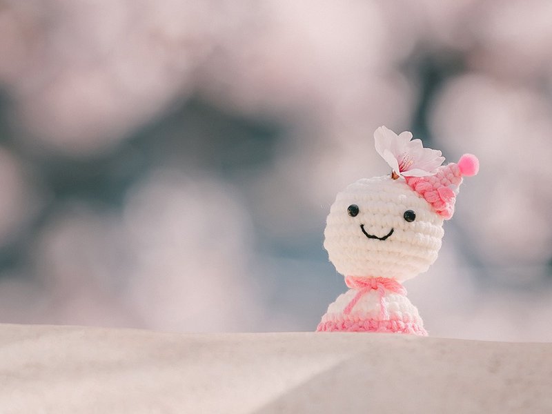 [DIY Material Pack] Cherry Blossom Sunny Day Doll - Knitting, Embroidery, Felted Wool & Sewing - Other Materials Pink