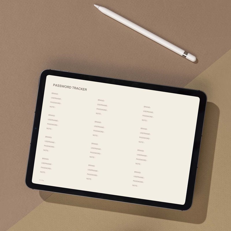 密碼紀錄 Password Tracker| 電子記事本/簡約無印/數位筆記/備忘 - 電子手帳及素材 - 其他材質 