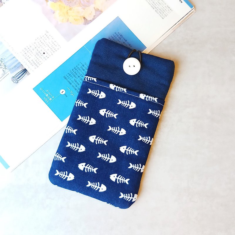 Customized phone bag, mobile phone bag, mobile phone protective cloth cover such as iPhone Samsung (P-248) - Phone Cases - Cotton & Hemp Blue