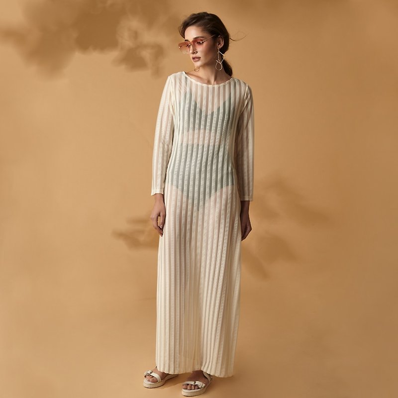 Rue - Beach Cover Ups Color: Beige Stripes (CRBW45) - Other - Other Materials White