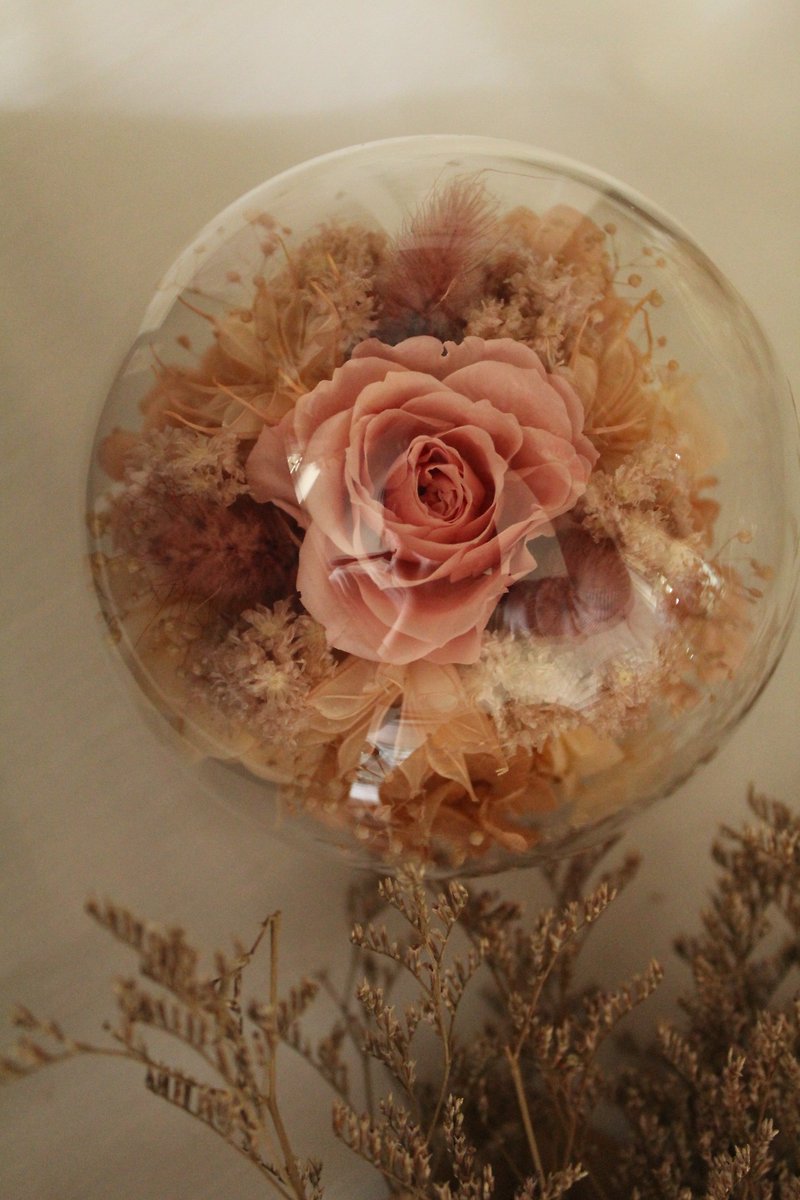 永生玫瑰/玻璃球/不凋花/獨一無二/小禮物/可客製 - 乾燥花/永生花 - 植物．花 