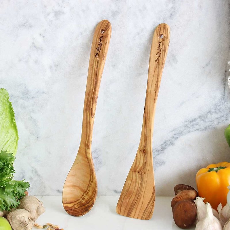 Olive Wood Shovel - Cuisinier Two-piece Set - Cookware - Wood Brown