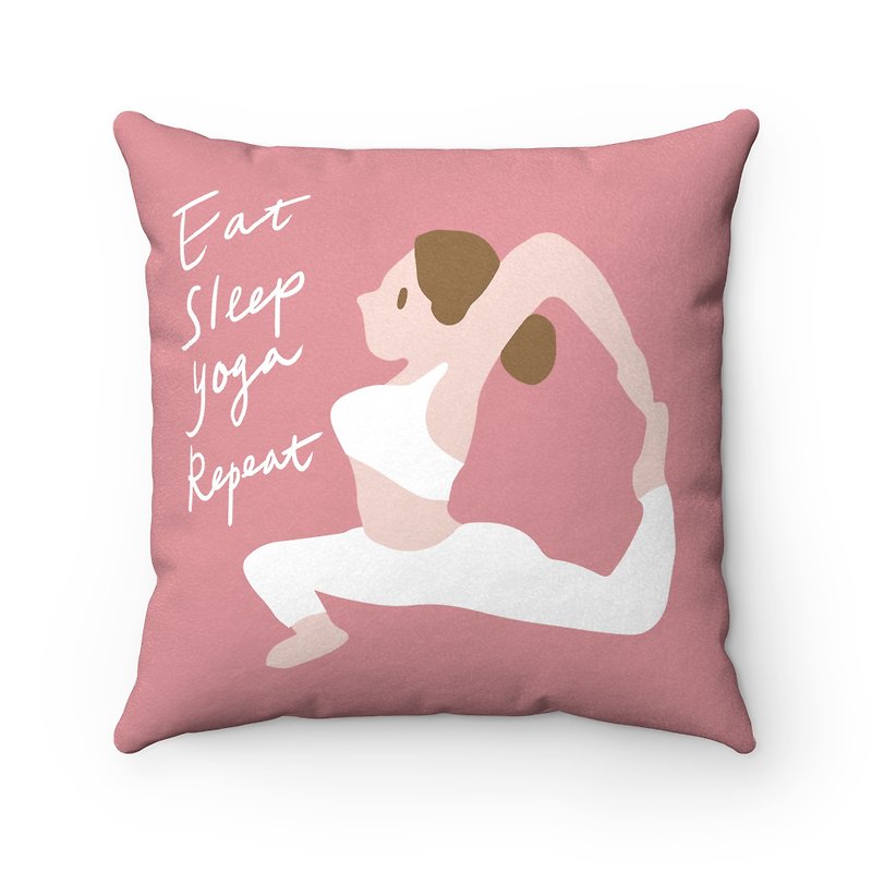 Eat Sleep Yoga Repeat 瑜珈女孩抱枕絨毛抱枕-含枕芯 豆沙色 - 枕頭/抱枕 - 聚酯纖維 粉紅色