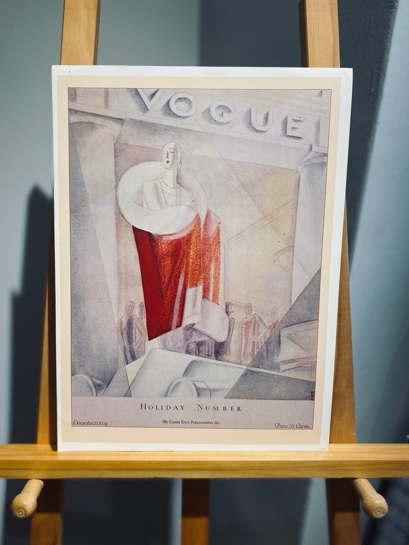 1924 VOGUE fashion magazine cover-selected photo album of replica posters from 1900 to 1970 (published in 1978) - โปสเตอร์ - กระดาษ สีแดง