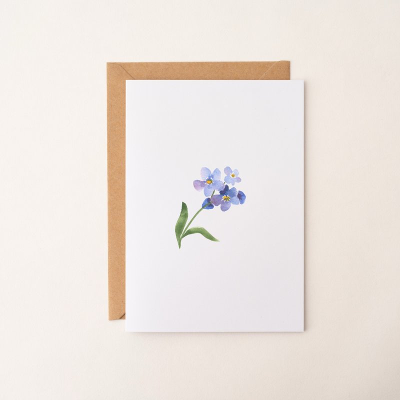 水彩花卉卡片 萬用卡 生日卡片 感謝卡 藝術卡 賀卡 植物 - 卡片/明信片 - 紙 藍色